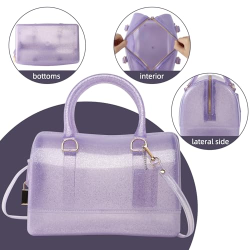 Image of Ladies Summer Jelly Pillow-shaped Top Handle Handbag Candy Color Transparent Crystal Purse