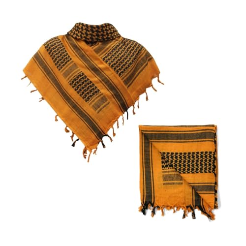 Image of Cotton Shemagh Keffiyeh Scarf - Lightweight Tactical Desert Head Neck Wrap, Sun Protection Outdoor Scarf for Summer Hiking