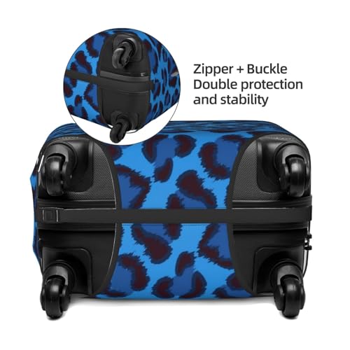 Elastic Travel Luggage Cover Printed Blue Leopard Print Double-Sided Suitcase Protector Bag,Dust-Proof Cratch-Resistant Washable Baggage Covers For Kid Adult,Large4