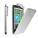 ebestStar   Coque Compatible avec Nokia Lumia 625 Etui Housse PU Cuir Rabat Flip + Stylet, Blanc [Appareil: 133.3 x 72.3 x 9.2mm, 4.7'']