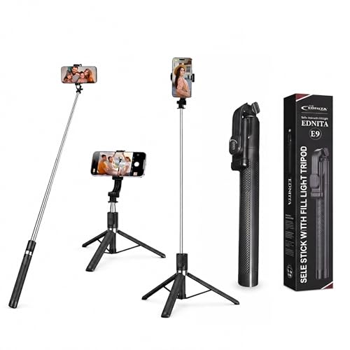 Image of EDNITA E7 Selfie Stick Tripod with Long, 67 inch /170CM Reinforced Tripod for Mobile Phone, Multi-Functional Bluetooth Long Selfie Stick for Travel,Vlogging,Compatible with iPhone & All Smartphones
