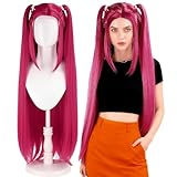 SpeedBeauty 95cm/35 Women's Long Stright Rose red pinkCosplay Halloween Costume Wig (Hot Pink)