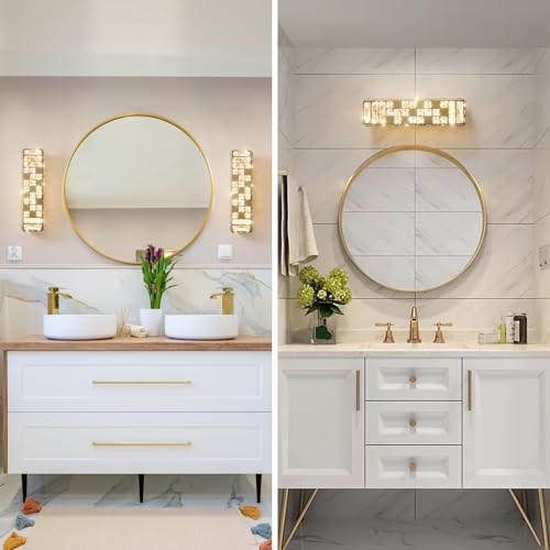 Image of Crystal Wall Sconce Lighting, Gold LED Wall Light Fixture with Warm /Neutral /White Light, Modern Wall Sconces for Bedroom, Bathroom, Living Room