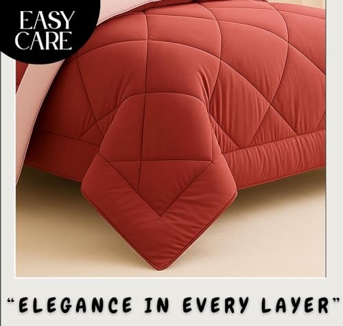 Image of VAS COLLECTIONS Double Size Reversible Comforter 320 GSM (90 x 100 Inches), Soft Microfiber AC Quilt, Thick & Warm All Season Blanket - (Dark Pink)