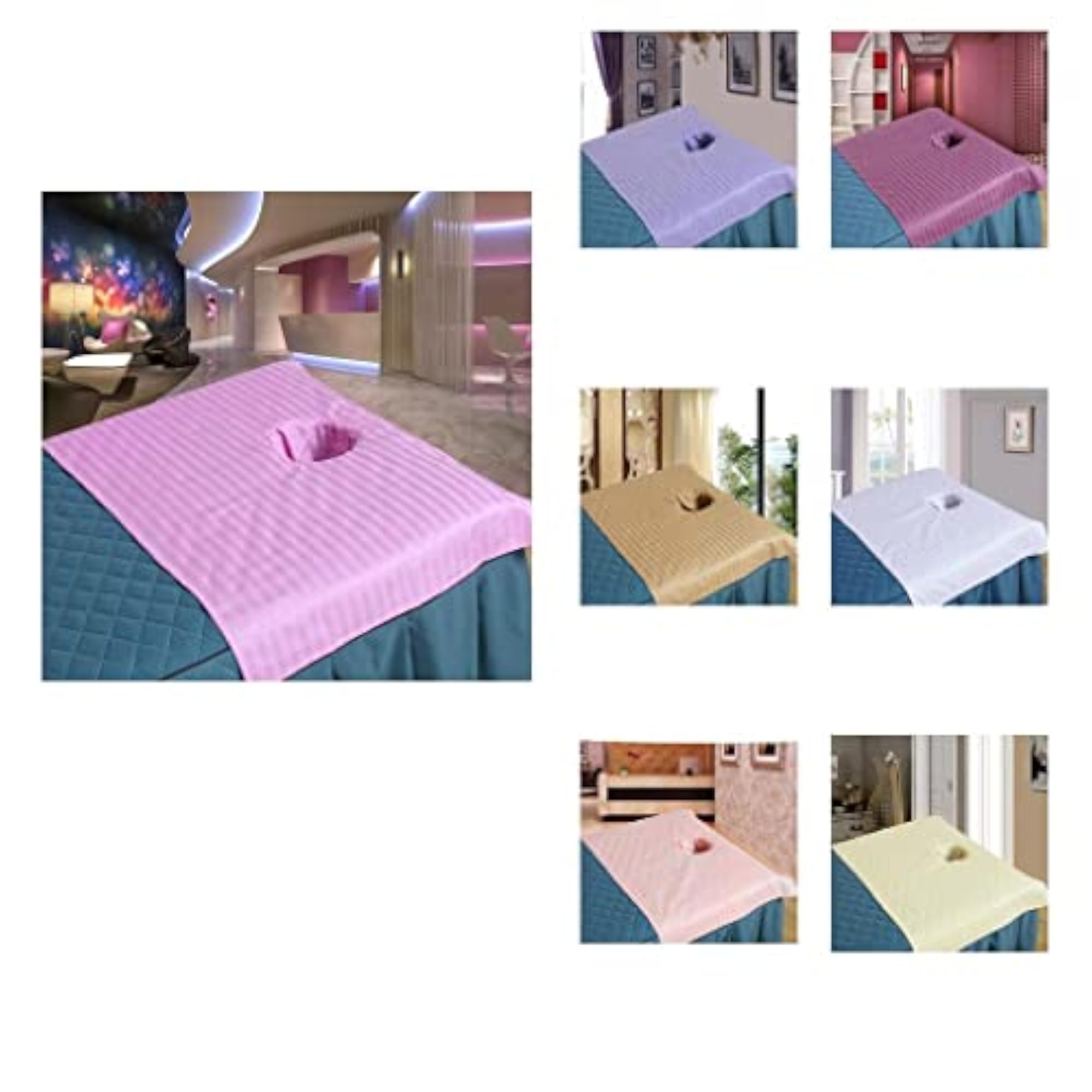 Pure Cotton Massage Table Face Hole Towel, White
