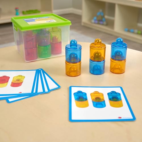 Image of earlySTEM Translucent Stackable Plastic Pegs - Colorful Stacking and Building Toy for Toddlers