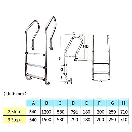 Barandal para piscina de acero inoxidable con 3 peldaños miniatura 2