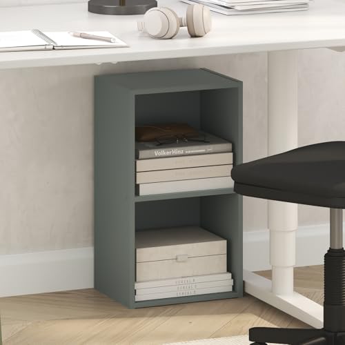 Image of Furinno PASIR Book Shelf, 2-Tier Modern Bookshelf, Open Shelves Bookcase 9 x 12 x 21, Easy Assembly, for Living Room, Bedroom, Home Office, Sage Green