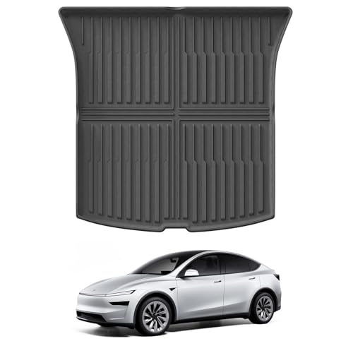 GAFAT 2025 2026 Tesla Model Y Juniper Standard Premium Boot Mat TPE All-Weather Boot Liner UK RHD 2026 Tesla Model Y Standard Car Mats Easy to Clean 3D Scan OEM Original Texture Twice Foldable