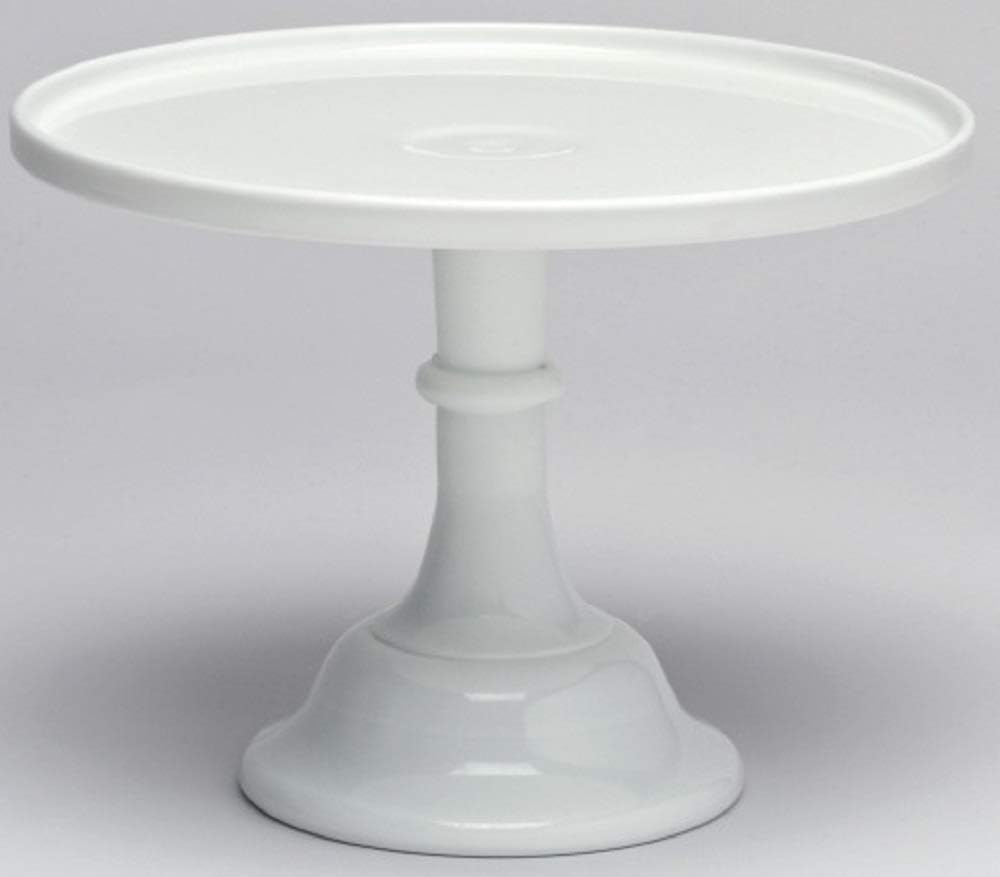 Cake Plate Pastry Tray/Cupcake Stand - Plain & Simple Pattern - American Made - Mosser Glass USA (10", Milk)