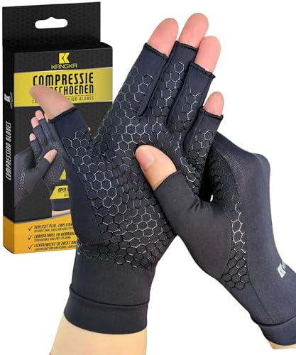 KANGKA Reuma Artritis Handschoenen Met Open Vingertoppen - Compressie Handschoenen Voor Artritis, Reuma, Artrose, Carpal Tunnel Syndroom, Tendinitis (Medium)