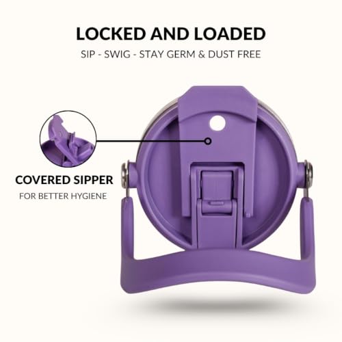 Image of Nestasia PickSip40 Tumbler with Straw & Top Handle 1.2L | Insulated Stainless Steel Sipper Water Bottle for Adults with Dual Flip Opening Sip-Swig Leakproof Lid for Office & Gym (Viva Violet)