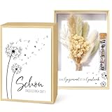 BOFUNX Schön dass es Dich gibt Geldgeschenk Wunscherfüller Geschenk Inklusive Geschenkbox Grußkarte Trockenblumen Deko Reagenzglas für Frauen Freundin Lieblingsmensch Geburtstag Hochzeit