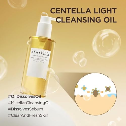 Image of Madaagassar Centella Light Cleansing Oil | Gentle Makeup Remover & Deep Cleansing 200 ml for Sensitive Skin with Calming and Hydration Benefits (Style-18)