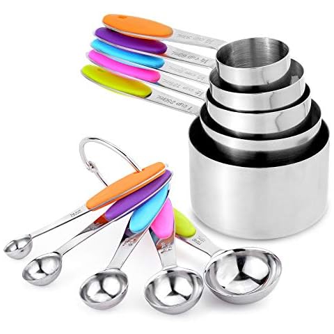 XINGDA 10 Piece Measuring Cups and Spoons Set in 18/8 Stainless Steel,Stainless Steel Spoons and cups set for kitchen Cover