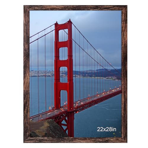 Image of BESCRCL 22x28 Picture Frame Brown, Poster Frames Wall Hanging, Display Pictures 22 x 28 without Mat, 1 Pack