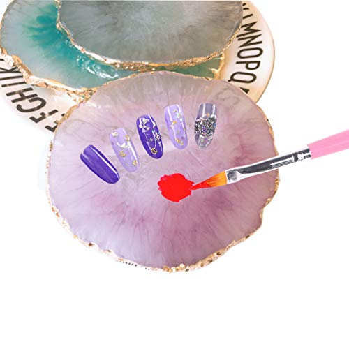 Jassins Resin Nail Art Palette,Nail Art Painting Mixed Color Palette Gold Edge Nail Gel Color Makeup Display Board(Purple) #TOP2