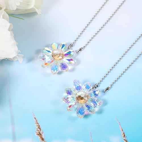 Image of 2 Pack Crystal Ceiling Fan Pull Chain Extender 24 inch Glass Flower Lighting Pull Chain Extension Decorative Pulls Chain Extension Fan Beaded Ball Chain Extender and Connector