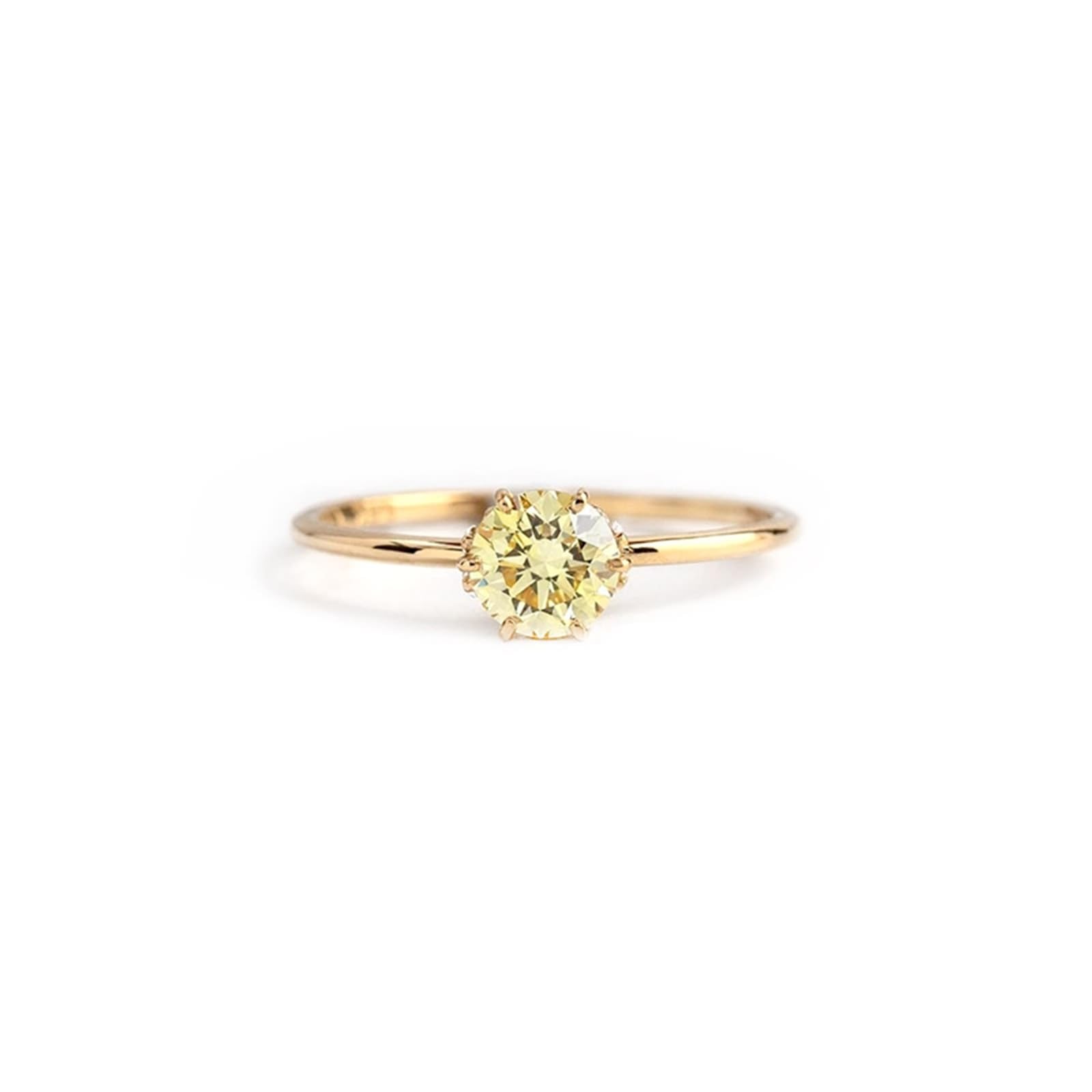 Fedi nuziali in oro giallo 14 carati citrino, anello solitario da donna moissanite misura 18 (18,5)