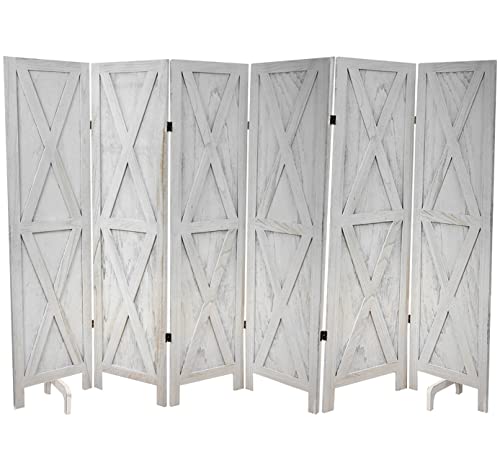 Premium Home 6 Panel Room Divider Room dividers and Folding Privacy Screens Privacy Screen Partition Wall dividers for Rooms Room Separator Folding Screen Rustic Barnwood