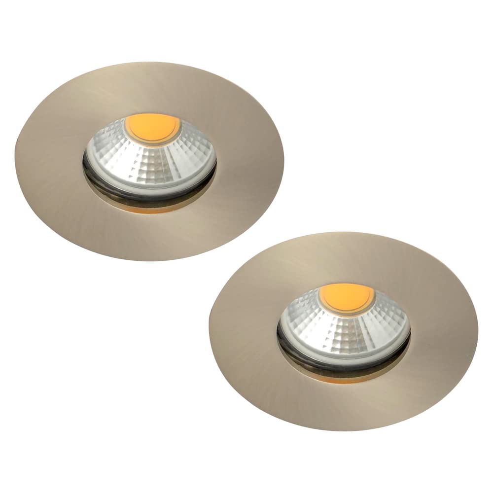 LITECRAFT Recessed Downlights Fire Rated Fixed IP65 Spotlights - (Satin Chrome, Pack of 2) โ image 1