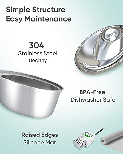 ZeePet Cat Water Fountain Stainless Steel D60,100oz/3L Pet Water Fountain for Cats Inside,Dog Fountain Water Bowl for… - Image 4
