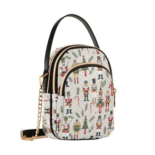 Yasala Christmas Women Cell Phone Purse Nutcracker Xmas Crossbody Handbag Everyday Shoulder Bag Sturdy Travel Pouch Daily Use Compact Chic Bag, Holiday Festive Present for Her