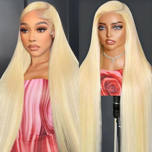 ELYCONT 30 Inch 613 Lace Front Wig Human Hair 200 Density Blonde Wig Human Hair Straight 13X6 HD Transparent Lace Front Wigs Human Hair Pre Plucked Blonde 613 HD Lace Frontal Glueless Wigs for Women