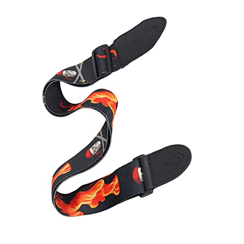Sangle de Guitare, Sangle de Rechange pour Guitare Shouder Strap avec Motif Flamme en Polyester et Matériau PU - Les Beatles, Paul McCartney, John Lennon, RIngo Starr, George Harrison Sangle de Guitare, Sangle de Rechange pour Guitare Shouder Strap avec Motif Flamme en Polyester et Matériau PU – Image 7