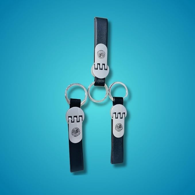Image of RE Emblem Dual Logo PU Leather Keyring durable Key Holder with Dedicated Keychain - Black