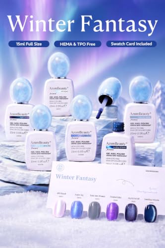 Image of AZUREBEAUTY HEMA-Free 15ML Blue Gel Polish Set, 6 Icy Winter Colors