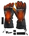 Heated Gloves for Men Women, 7.4V Electric Battery Rechargeable Heated Ski Gloves, Waterproof Touchscreen Heating Gloves for Winter Outdoor Hunting Motorcycle Cycling