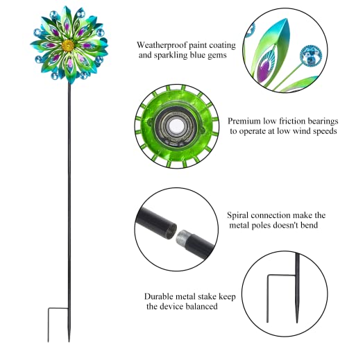 image for Viveta Kinetic Wind Spinner, 53 inch Outdoor Metal Wind Spinners for Y