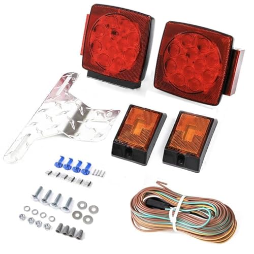 CZC AUTO 12V LED Submersible Trailer Tail Light Kit for Under 80 Inch Boat Trailer Marine with 18G Pure Copper Wiring Harness