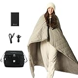 ZonLi Z-Walk Battery Operated Heated Blanket,Rechargeable 12v Portable Heated Blanket with 3 Heating Levels,Includes 20000mAh Power Bank,for Camping,Car,Stadium,Outdoors(Grey)