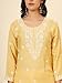 The Red Lion Enterprise Indian Hand Embroidered Chikankari Women's Straight Reyon Short Kurta Kurti Tunic for women (US, Alpha, Large, Regular, Regular, Mustard)