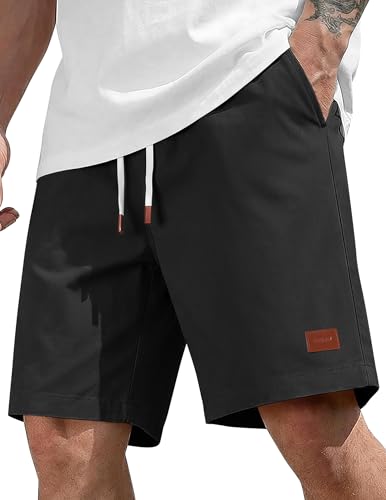 COOFANDY Mens Cotton Chino Shorts 9 Inch Casual Shorts Elastic