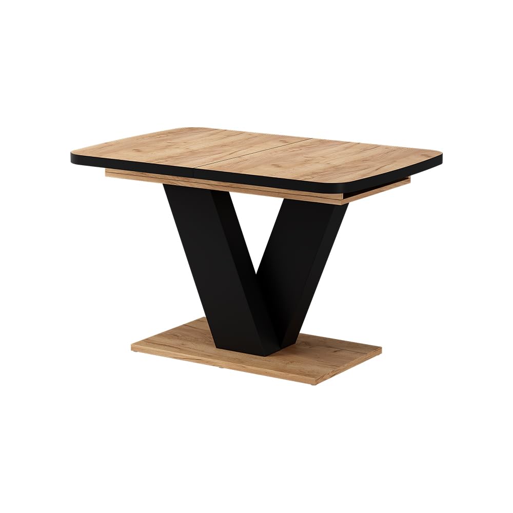 Vicco tavolo da pranzo allungabile Fenaro, Nero/Rovere, 120-160 x 80 cm
