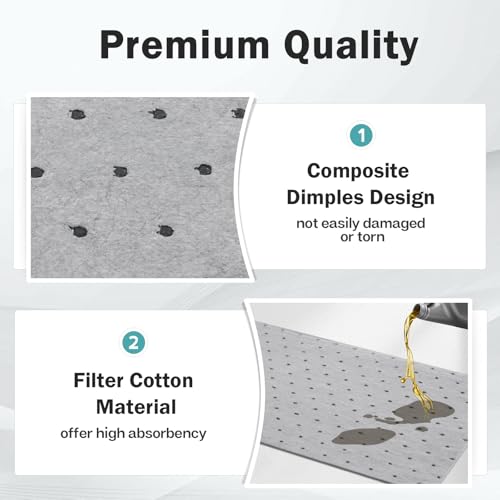 Image of 120Pcs 9.8 x 13 Inch Oil Absorbent Pads Oil Mat Water Absorbent Mat Oil Spill Mat for Absorbing Protecting Home Garage Basement Weight Dimpled Pad Replacement Automotive Accessories