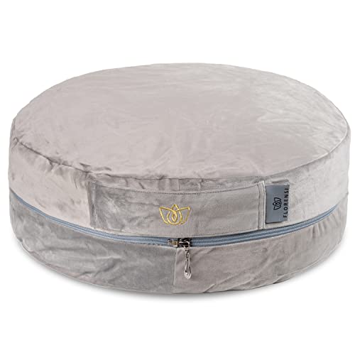 Florensi Meditation Cushion - Premium Adjustable Meditation Pillow - Comfortable Floor Pillow With Ultra Soft Velvet Cover - Large Floor Cushion Seating For Adults - Customizable Yoga Buckwheat Bolster #TOP3