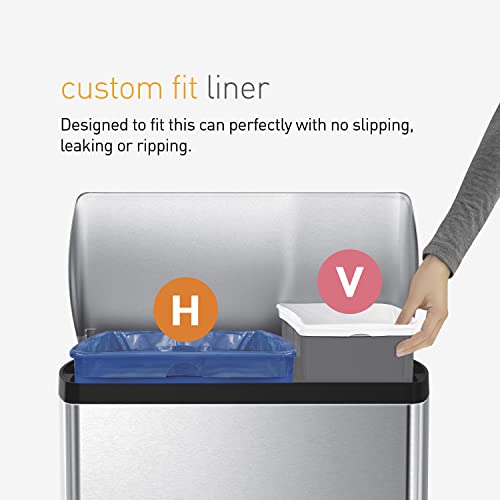 Image of simplehuman Code V 60 Count, Genuine Custom Fit Liners, Drawstring Trash Bags in Dispenser Packs, 16-18 Liter / 4.2-4.8 Gallon, Clear