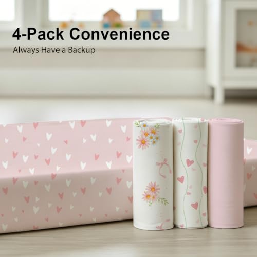 Image of Plushii 4 Pack Pack and Play Fitted Sheet s for Girls,Sweet Daisy | 38 inchx 26 inch Mini Crib Sheets,Soft Microfiber Pack and Play Sheet,Fitted for Mini Crib & Pack and Play Mattress, Playpen Sheet