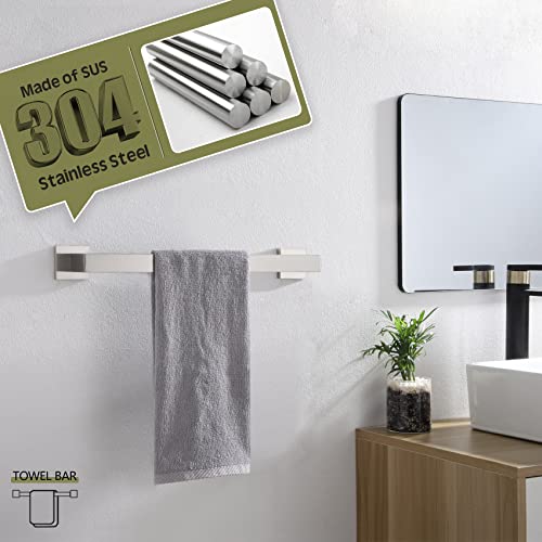 Image of KOKOSIRI 16-Inch Single Towel Bar, Bathroom Kitchen Towel Holder, Wall Mounted SUS304 Stainless Steel Towel Rack, Brushed Nickel, B4003BR-L16
