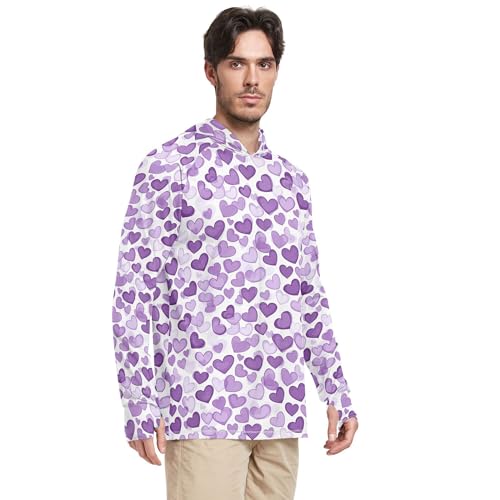 Purple Hearts Day Purple Hearts Men's Sun Protection Hoodies Long Sleeve Cooling Hoodies UPF 50+ Golf Shirt S2