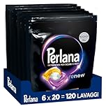 Perlana Detersivo Caps per Scuri e Neri (6 confezioni da 20 Caps), Detersivo lavatrice in capsule per tutti i capi scuri, Detersivo capi neri per pulizia delicata e fibre rinnovate