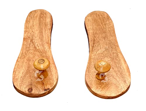 Image of Kingsman Store Wooden Sleepar Slippers Khadau Foot Feet Slippers Chappal /Khadau Slepers Brown, 9 Kids UK