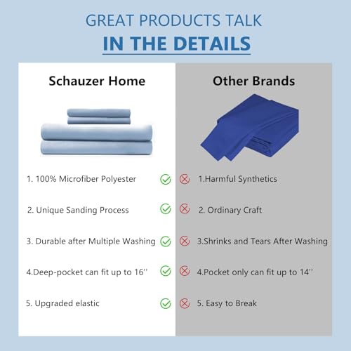 Full Sheet Set 4 Pieces Soft Cooling Breathable Microfiber Blue - image 6