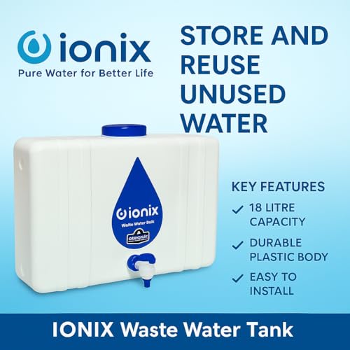 Image of IONIX RO Waste Water Storage Tank 18L - Wall-Mountable, Food-Grade HDPE Plastic, Translucent Design, Easy to Connect with All Ro purifiers /Air Conditioners /Other Sources