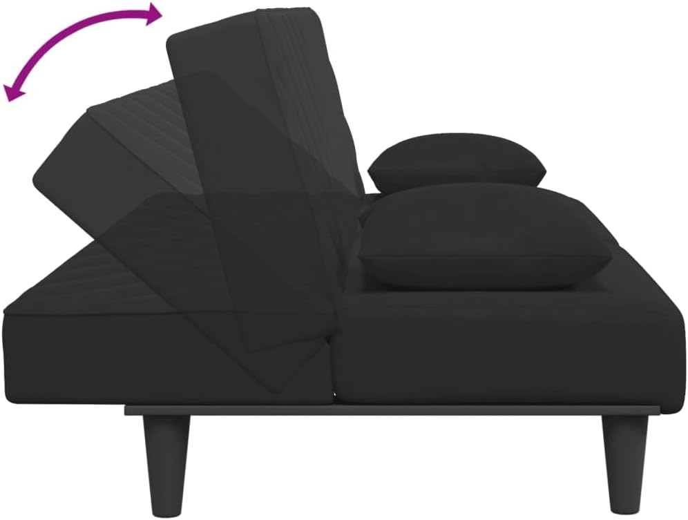 Sofa Set Black Velvet (100% Polyester) Living Room Furniture