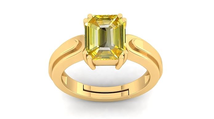 Bague saphir jaune naturel A+ en or plaqué, éclat d'exception pour un bijou de prestige